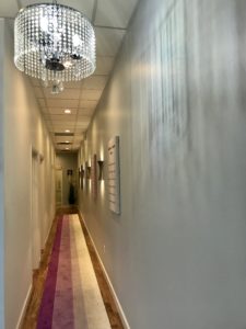 Hallway View with Chandelier 